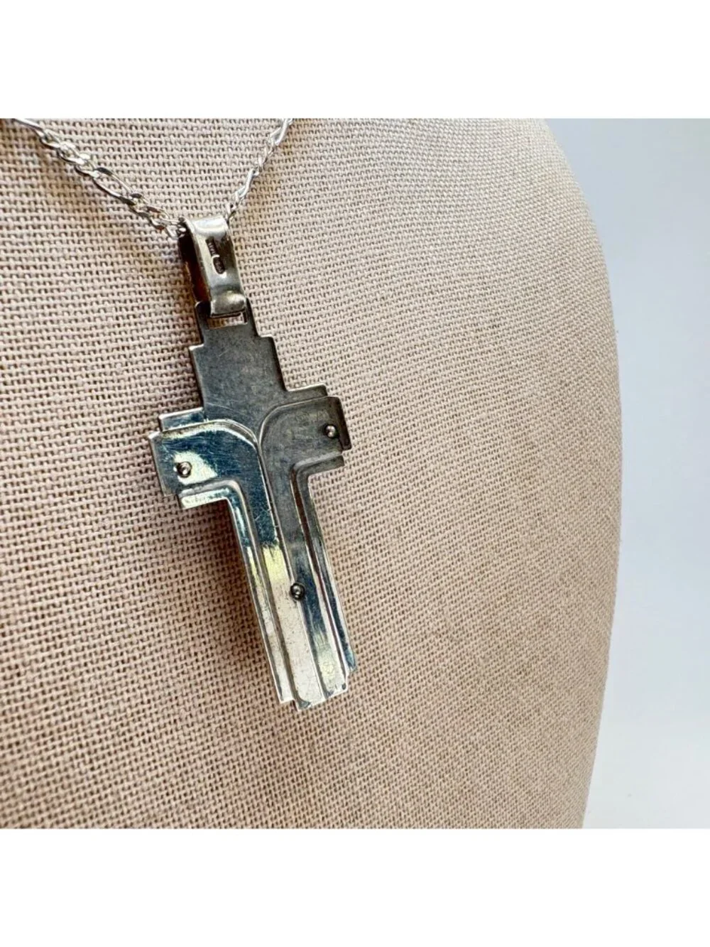Crucifix Cross Pendant Necklace Lobster Clasp 925 Sterling Silver 24